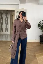 Kruvaze Bağlamalı Uzun Kollu Bluz