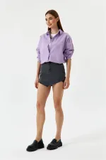 Asimetrik Kesim Mini Kot Etek