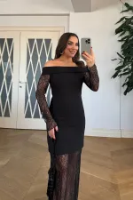 Madonna Yaka Dantel Detaylı Elbise