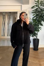 Suni Kürklü Kaşe Kadın Ceket