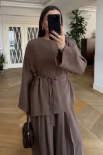 Pleated Detail Blouse and Pants Set Pleated Detail Blouse and Pants Set