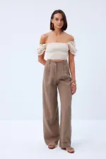 Balon Kol Gipeli Bej Bluz Tuba Butik