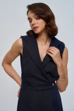 Kruvaze Yaka Kısa Kadın Tulum