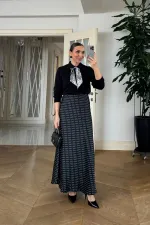 Puantiyeli Saten Uzun Etek