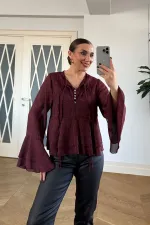 Yakası Bağlamalı Şifon Bluz