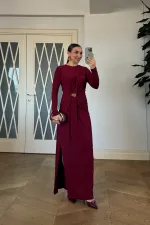 Drapeli Uzun Kollu Elbise