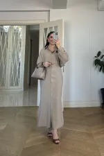 Kuşak Detaylı Uzun Kollu Gömlek Elbise
