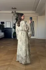 Shawl Patterned Batwing Sleeve Long Dress Shawl Patterned Batwing Sleeve Long Dress
