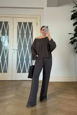 Kayık Yaka Sweat Pantolon Kadın Takım