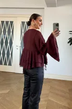 Yakası Bağlamalı Şifon Bluz