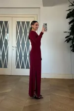 Drapeli Uzun Kollu Elbise