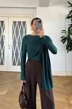 Şal Detaylı Uzun Kollu Bluz