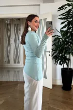 Vatkalı Asimetrik Uzun Kollu Bluz