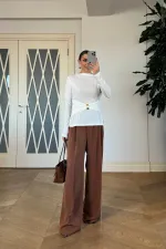 Kayık Yaka Uzun Kollu Bluz