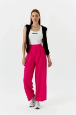 Cırt Detaylı Palazzo Kadın Pantolon