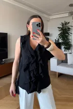 Fırfırlı Sıfır Kol Bluz