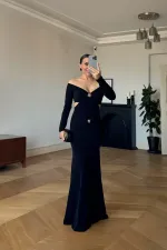 Bel Dekolteli Uzun Elbise