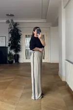 Women's Palazzo Pants with Rhinestone Trim