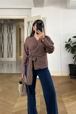 Kruvaze Bağlamalı Uzun Kollu Bluz