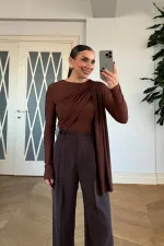 Şal Detaylı Uzun Kollu Bluz