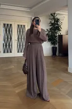 Pleated Detail Blouse and Pants Set Pleated Detail Blouse and Pants Set