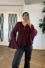 Yakası Bağlamalı Şifon Bluz