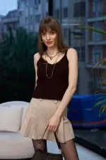 Fitilli Askılı Triko Bluz