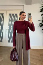 Kemer Detaylı Düz Kesim Kadın Pantolon