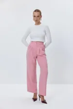 Pensli Yüksek Bel Palazzo Kadın Pantolon