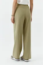 Pantalon palazzo taille haute à pinces pour femme