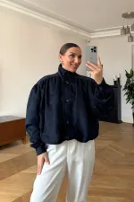 Vatkalı Suni Süet Bomber Kadın Ceket