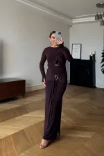 Toka Detaylı Bluz Etek Takım