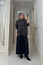 Leopar Desenli Sweat Uzun Elbise