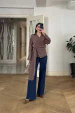 Kruvaze Bağlamalı Uzun Kollu Bluz