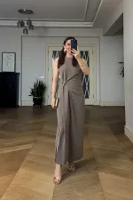 Sleeveless Midi Dress with Pleat Details Sleeveless Midi Dress with Pleat Details