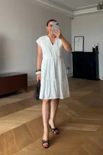 V Yaka Fisto Midi Elbise