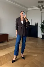 Kemerli Blazer Kadın Ceket