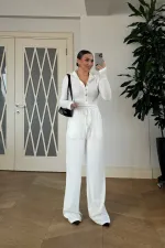 Dik Yaka Fitilli Uzun Kollu Bluz