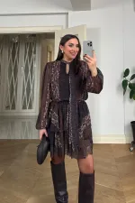 Desenli Şifon Mini Elbise