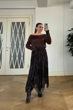 Asimetrik Kesim Midi Etek