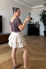 Ön Arka V Kısa Kollu Kadın Tişört