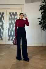 Kemer Detaylı Düz Kesim Kadın Pantolon