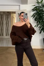 Kayık Yaka Triko Kadın Kazak