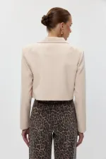 Veste blazer courte à épaulettes pour femme