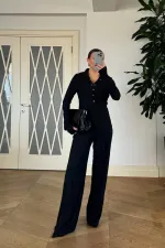 Dik Yaka Fitilli Uzun Kollu Bluz