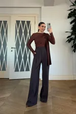 Şal Detaylı Uzun Kollu Bluz