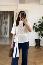 Bağlama Detaylı Kısa Kollu Bluz