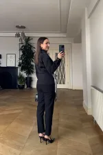 Kruvaze Bağlamalı Uzun Kollu Bluz