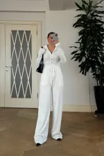 Dik Yaka Fitilli Uzun Kollu Bluz