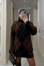 Baklava Desenli  Kazak Etek TrikoTakım